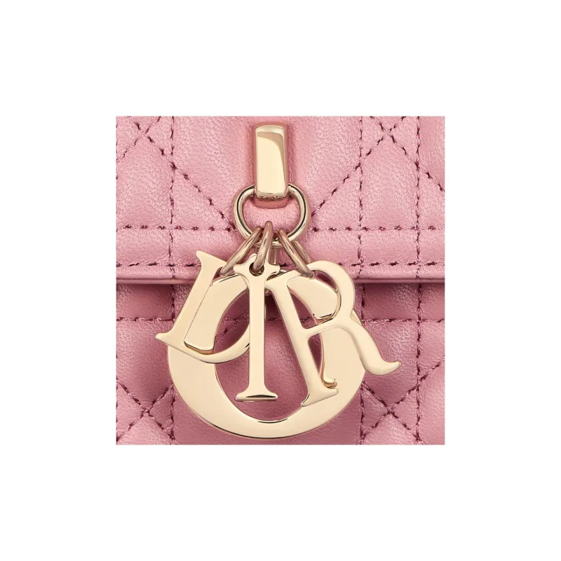 DIOR Wicker Pattern Sheepskin Shoulder Bag Crossbody Bag Handbag Regular Women's Pink-5