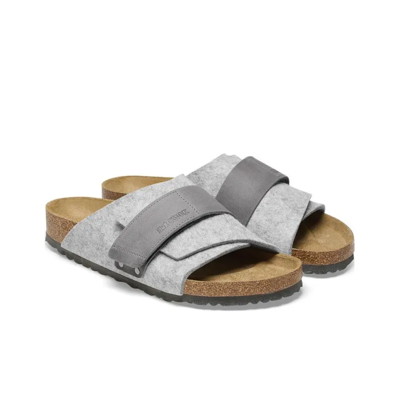 Birkenstock Kyoto Natural Leather Felt Narrow Fit 'Light Grey'-2