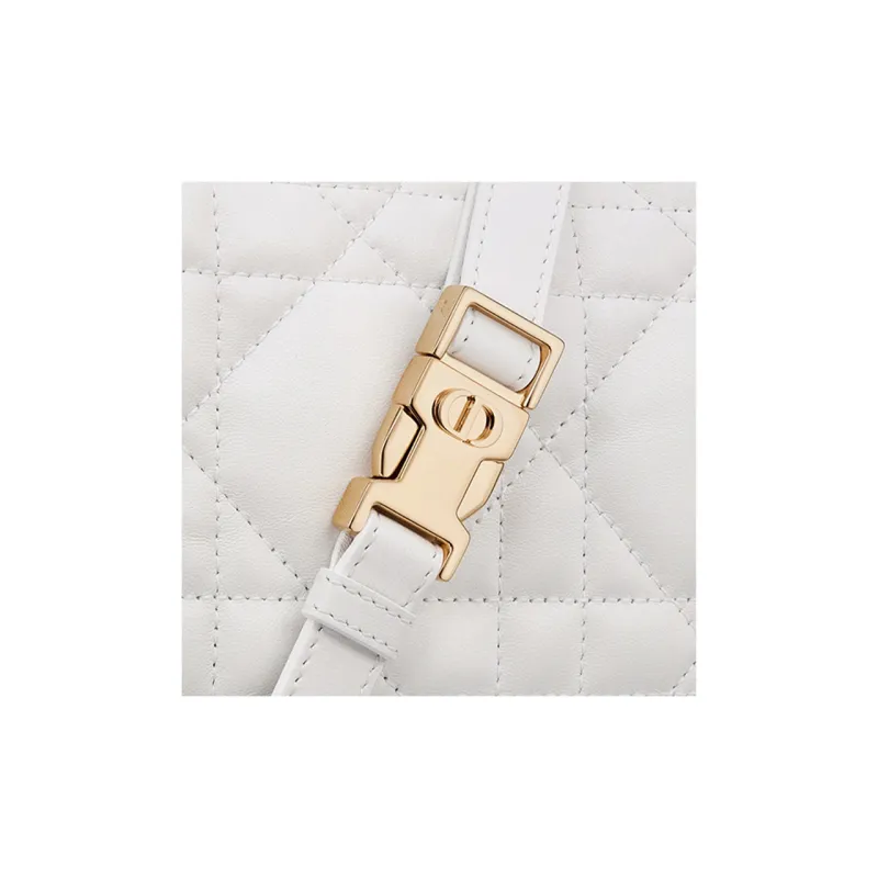 DIOR Sheepskin HOBO Handbag, Shoulder Bag Medium Size Women's White-4