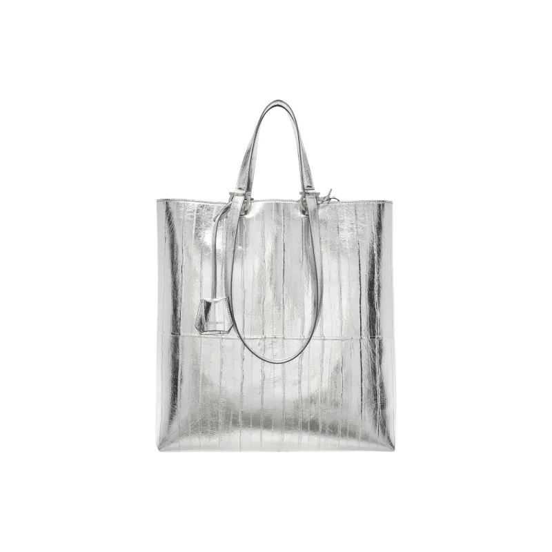 FERRAGAMO Layered Eel Skin Tote Bag Shopping Bag Handbag Men's Silver-0