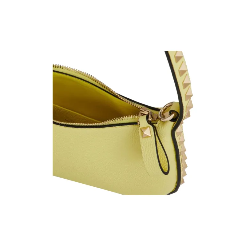 Valentino Rockstud Calfskin Handbag Shoulder Bag Women's Light Yellow-6