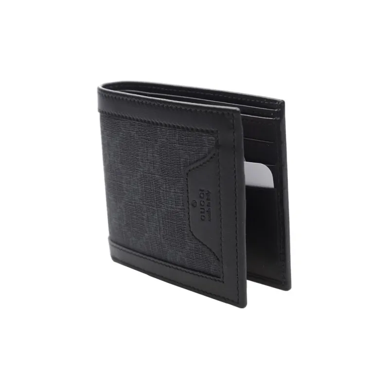 GUCCI Canvas With Leather Wallet Small Size Men's Black-1