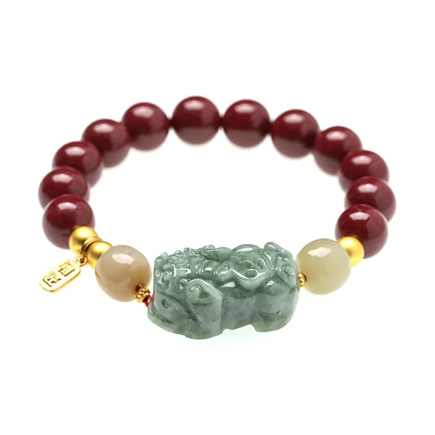 Lifemaker Reconstructed Cinnabar Jade Bracelets Unisex-8