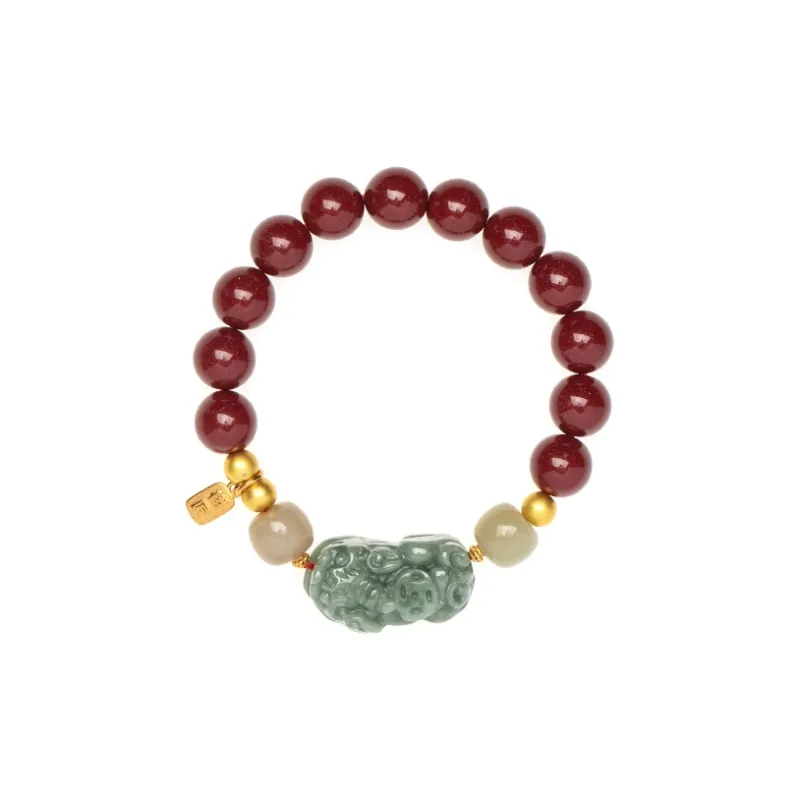 Lifemaker Reconstructed Cinnabar Jade Bracelets Unisex-6