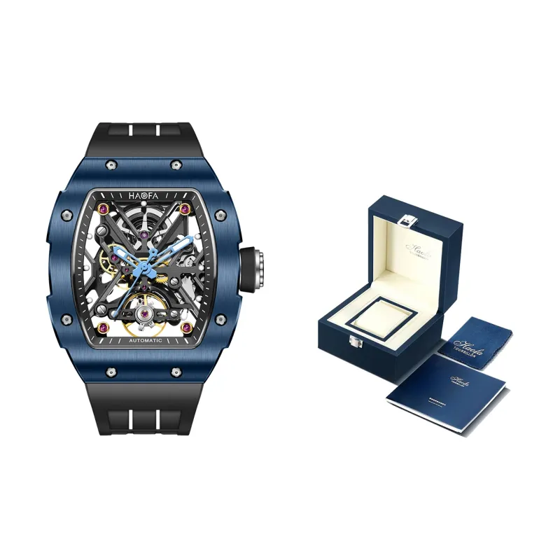 HaofaTourbillon Mechanical Movement Rubber Strap Watch Men's Watches Cut-Out Dial-15