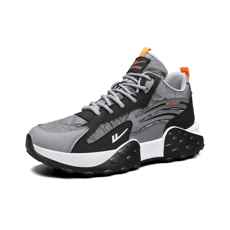 Warrior Anti Slip Wear Resistant High Top Chunky Sneakers Men's Gray Black-1