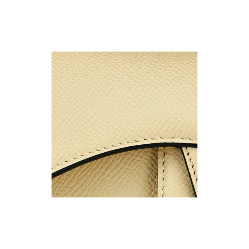 DIOR Grained Calfskin Saddle Bag Handbag Mini Women's Light Yellow-4