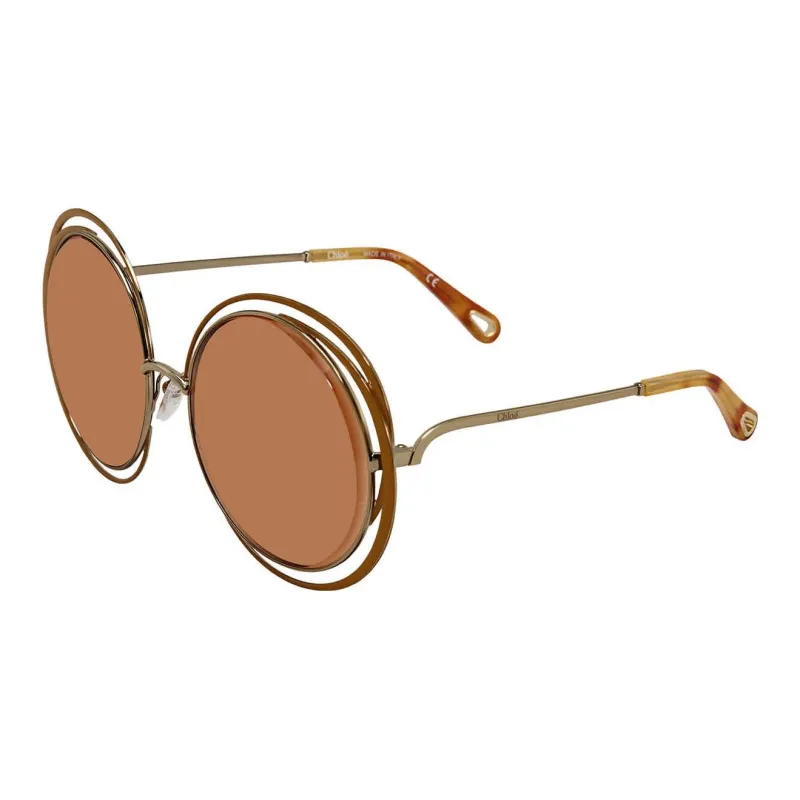 Chloe Metal Irregular Shape Sunglasses Unisex Brown-0