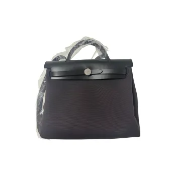HERMES Herbag Zip Reversible Canvas With Cow Leather Canvas Bag Handbag Shoulder Bag Crossbody Bag Regular Unisex Black