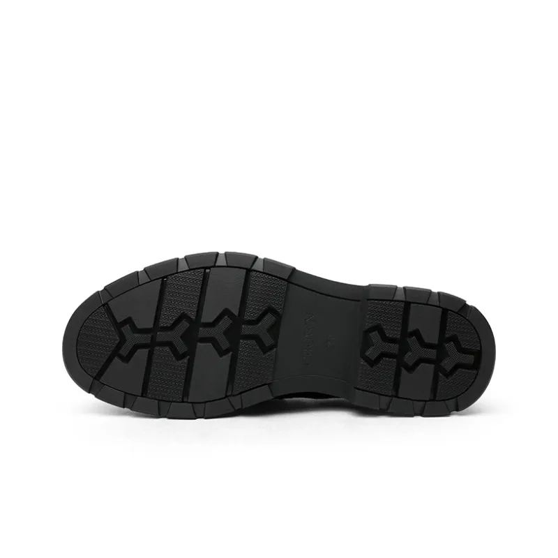 CROWN Delicate Decorative Buckle Loafers Low Top Men's Black One Yard Larger-4