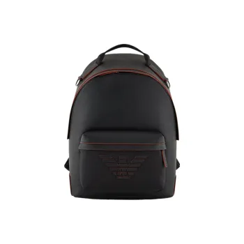 EMPORIO ARMANI Sustainable Series Recycled Nylon Backpack Medium Size Men's Black Red