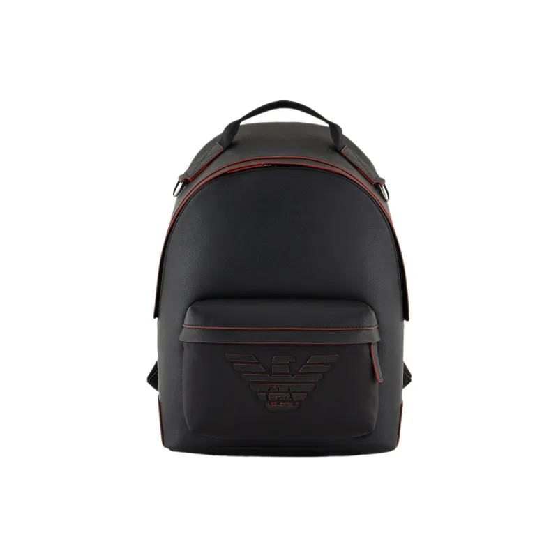 EMPORIO ARMANI Sustainable Series Recycled Nylon Backpack Medium Size Men's Black Red-0