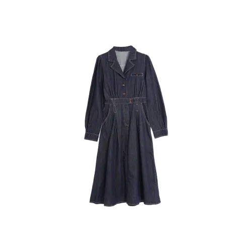 SETIROM Long-Sleeved Dresses Women's Dark Blue