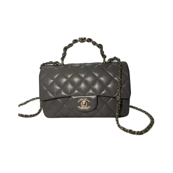 CHANEL Classic Flap CF Sheepskin Handbag, Shoulder Bag, Crossbody Bag Mini Women's Gray