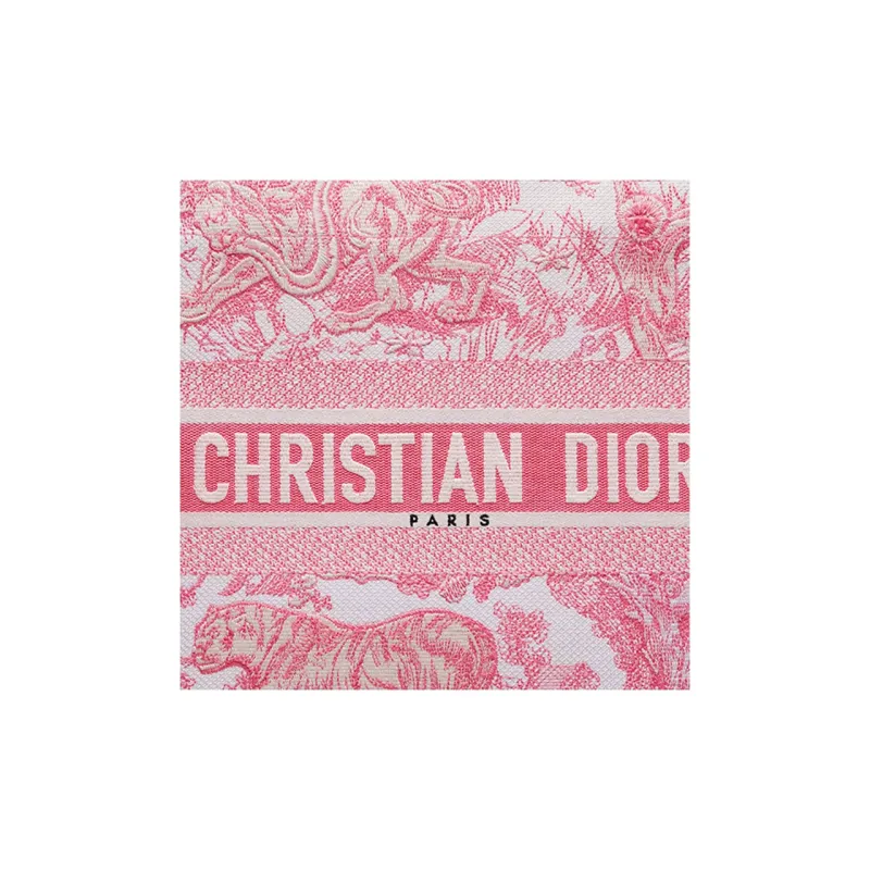 DIOR BookTote Fabric Tote Bag Shopping Bag Handbag Medium Size Women's Pink Peony-3