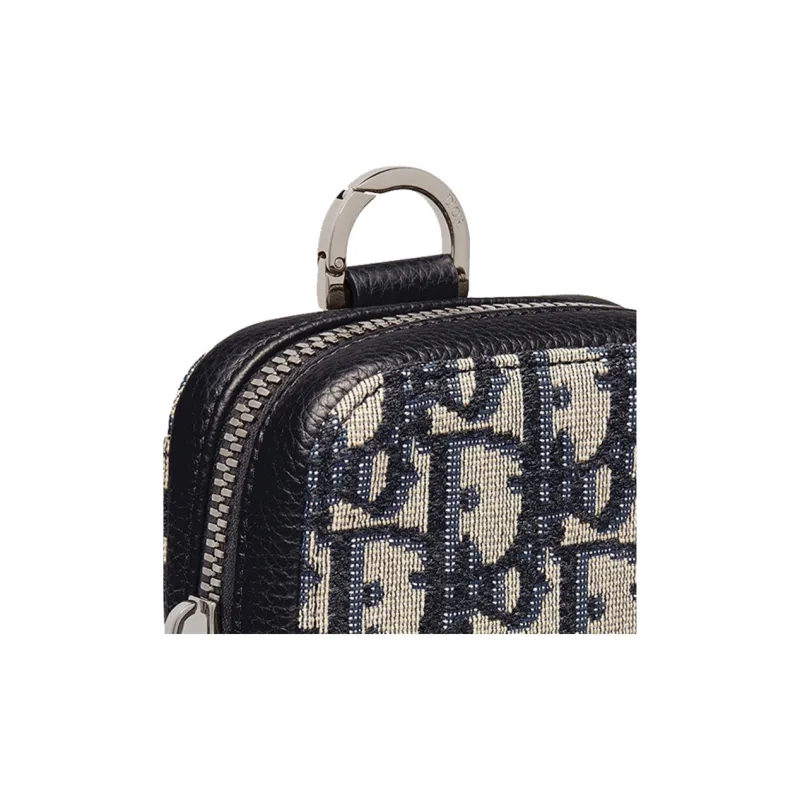 DIOR Printed Vertical Necklace Pouch Coin Purse Clutch Unisex Beige/Black-5