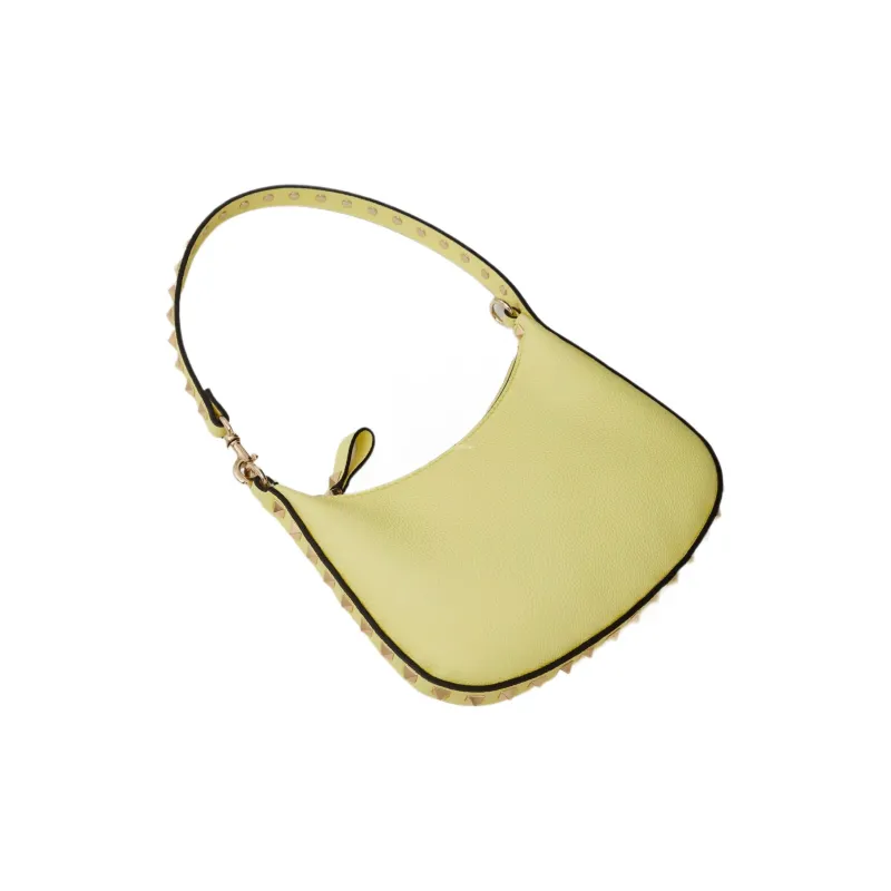 Valentino Rockstud Calfskin Handbag Shoulder Bag Women's Light Yellow-4