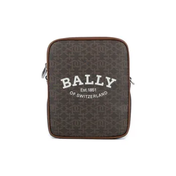 BALLY Logo Printed Zip Up Shoulder Bag