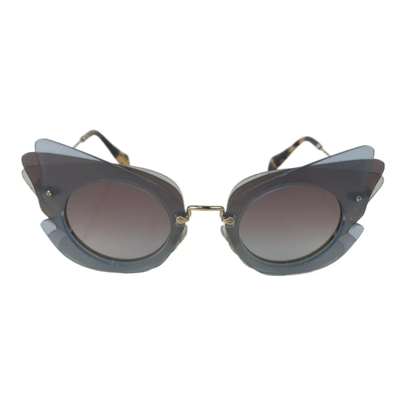 MIU MIU Metal Irregular Shape Sunglasses Women's Gold-1