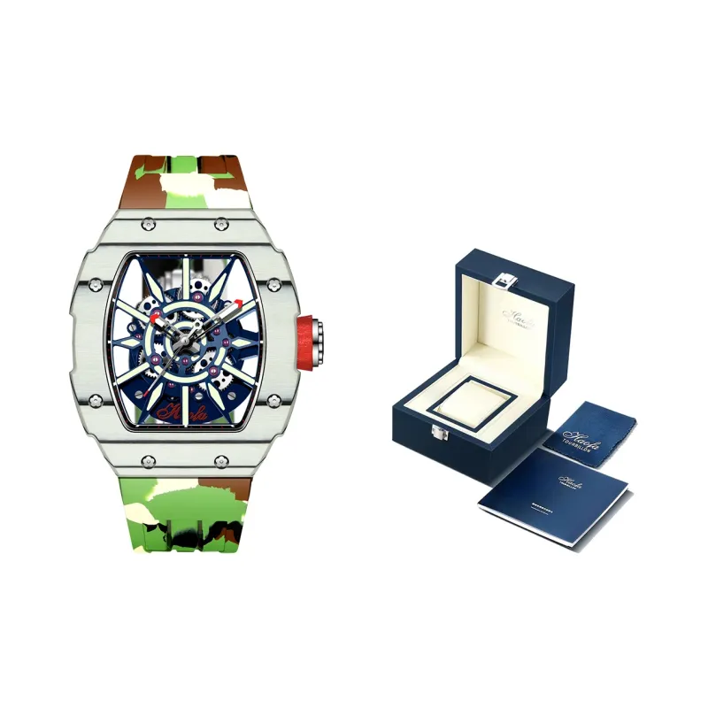 HaofaTourbillon Mechanical Movement Rubber Strap Watch Men's Watches Cut-Out Dial-8