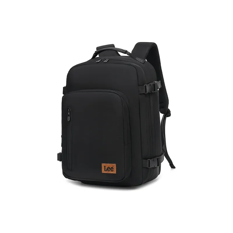 Lee Polyester With Oxford Backpack And Laptop Bag Unisex Black/Khaki-0
