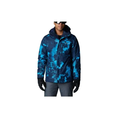 Columbia Windbreaker Jackets Men Blue And Black Patchwork