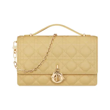 DIOR Sheepskin Shoulder Bag, Crossbody Bag, Handbag Regular Women's Light Yellow