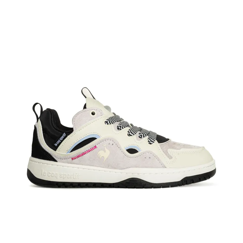 Le Coq Sportif Slip Resistant Shock Absorbers Low Top Skateboard Shoes Unisex Black Rice Gray-1