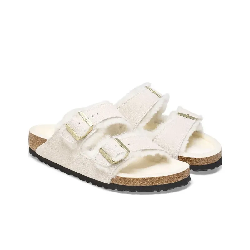 Birkenstock Slide Slippers Women's Ecru Narrow-2