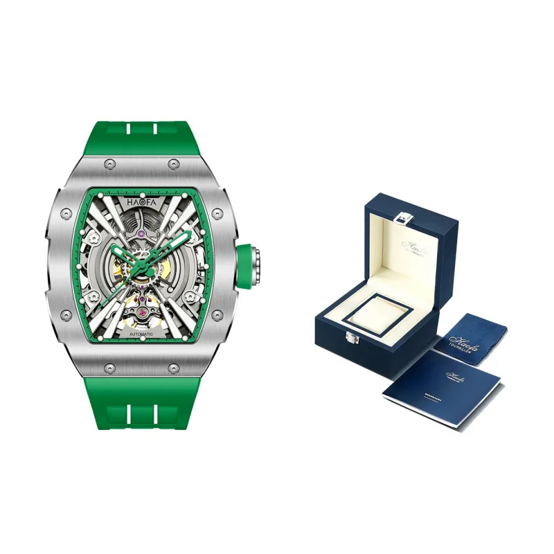 HaofaTourbillon Arknights Series Automatic Mechanical Movement Rubber Strap Watch Men's Watches Silver Dial-18