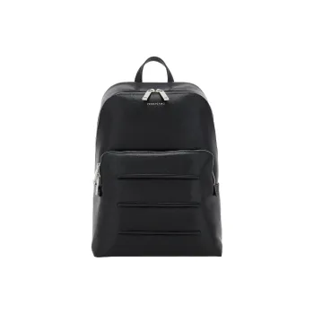 FERRAGAMO Textured Cow Leather Backpack Men's Black