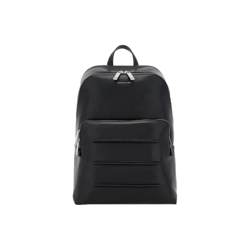 FERRAGAMO Textured Cow Leather Backpack Men's Black-0