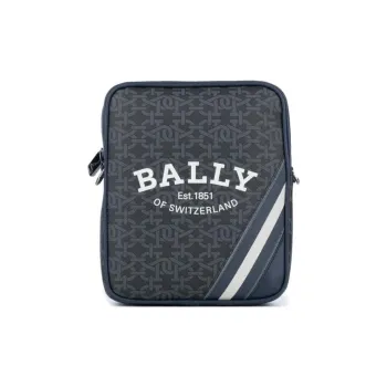 BALLY Leather Wallet Shoulder Bag Men's Dark Blue