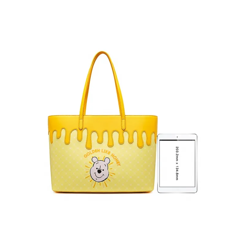 Disney Winnie The Pooh Series PU Tote Bag Shopping Bag Handbag Regular Unisex Yellow-5