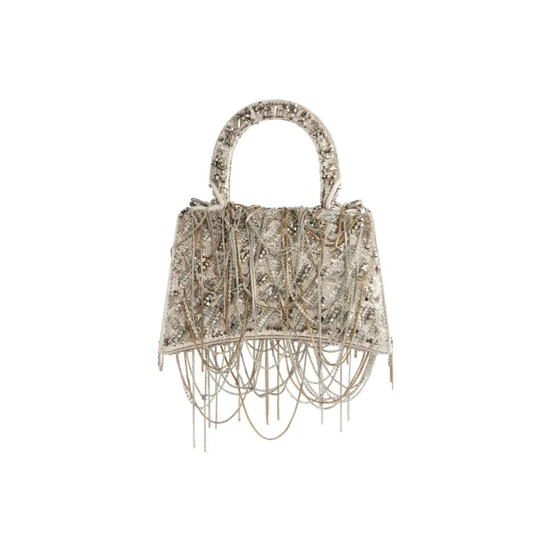 Balenciaga Hourglass Lambskin Shoulder Bag, Crossbody Bag, Handbag Extra Small Women's Light Beige-3