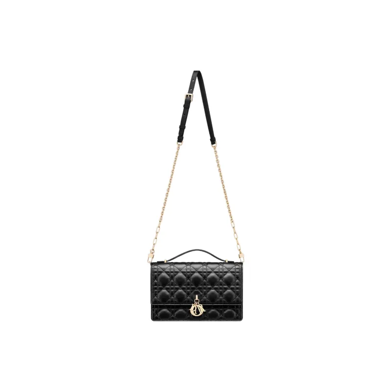 DIOR Sheepskin Shoulder Bag Crossbody Bag Handbag Regular Women's Black-4