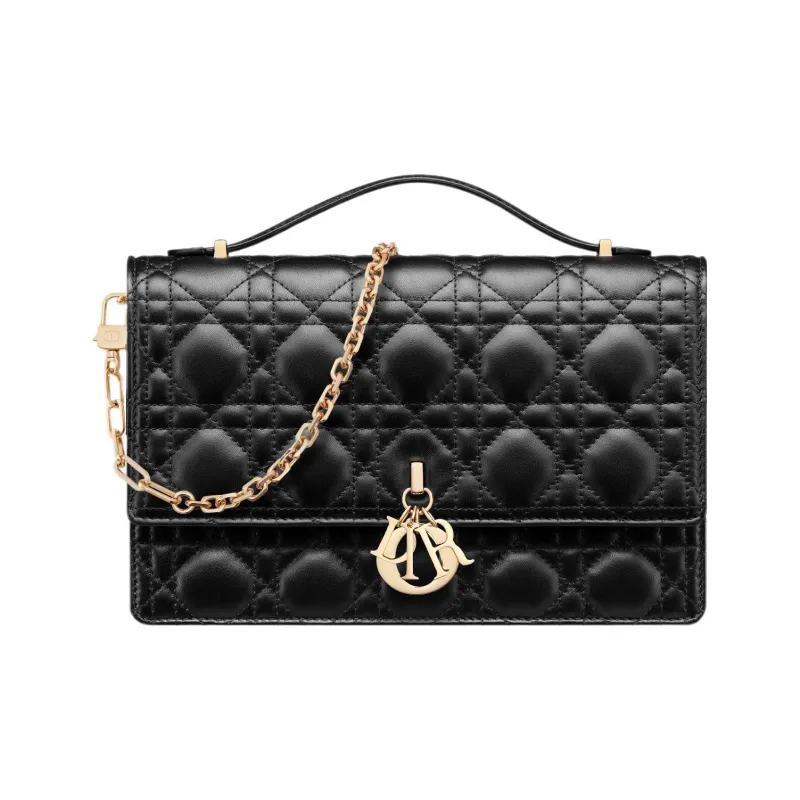 DIOR Sheepskin Shoulder Bag Crossbody Bag Handbag Regular Women's Black-0
