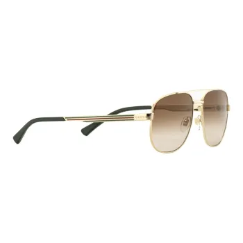 GUCCI Alloy Aviator Sunglasses Men's Gold
