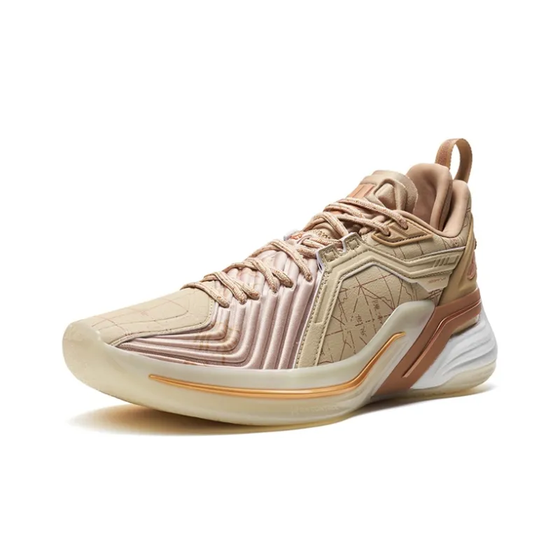 XTEP Jeremy Lin Three Generations Slip Resistant Low Top Basketball Shoes Men's Brown Gray/Linen Light Brown-2