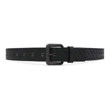 Bottega Veneta Woven Decoration Pin Buckle Leather Belts Unisex Dark Blue