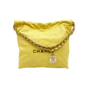 CHANEL 22Bag Grain Cow Leather Tote Bag, Shopping Bag, Portable Crossbody Bag, Shoulder Bag Trumpets Women's Yellow