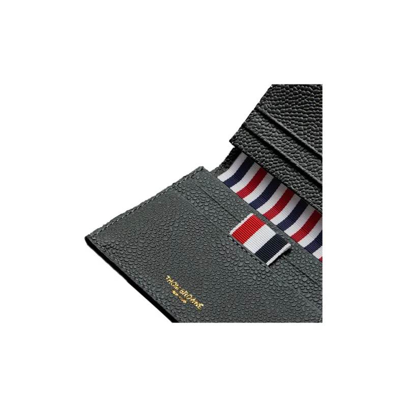 THOM BROWNE· Calfskin Full Grain Leather Card Holder Regular Men's Gray-3