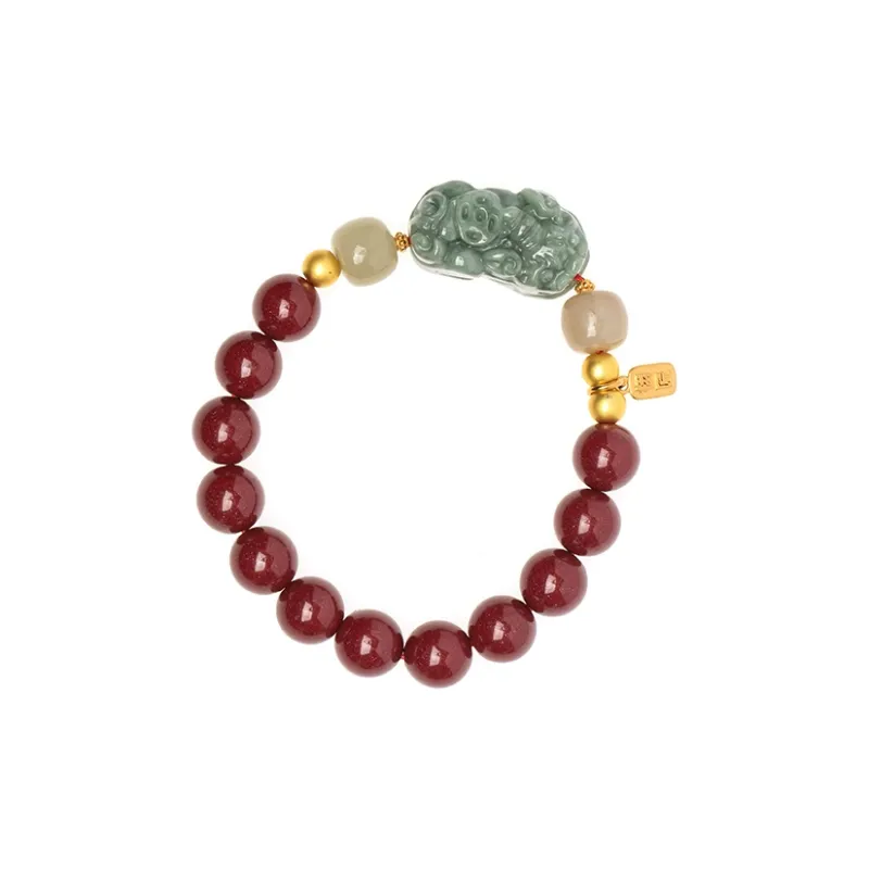 Lifemaker Reconstructed Cinnabar Jade Bracelets Unisex-7