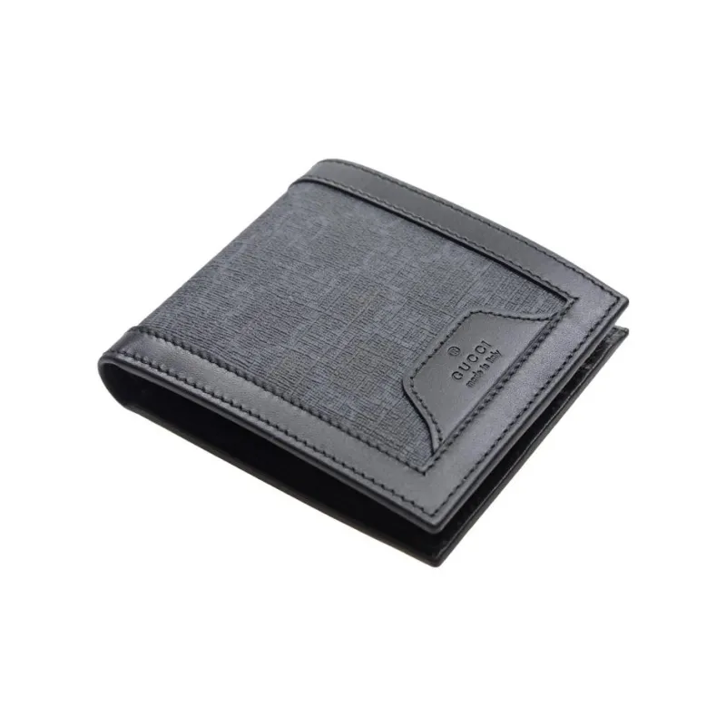 GUCCI Canvas With Leather Wallet Small Size Men's Black-3