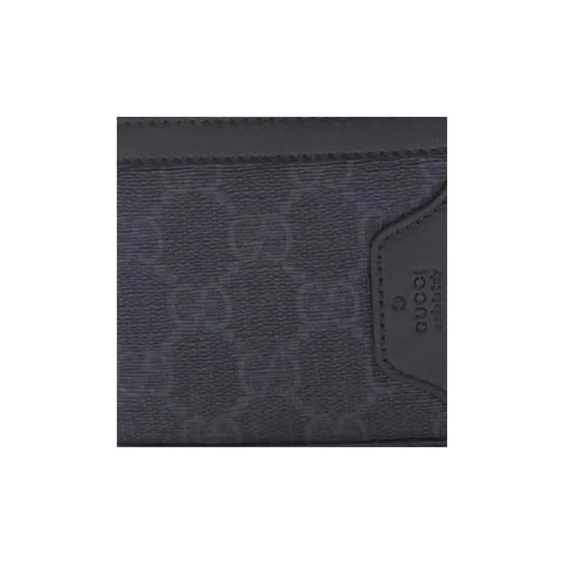 GUCCI Canvas With Leather Wallet Small Size Men's Black-4