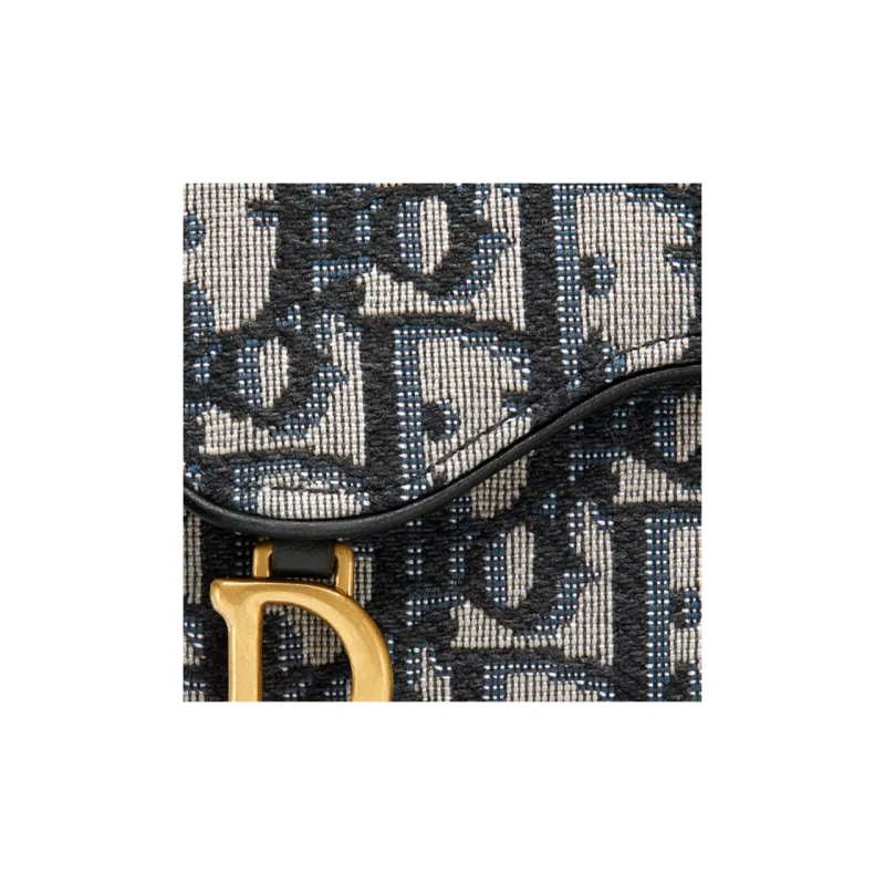 DIOR Saddle Jacquard Canvas Canvas Bag Card Holder Wallet Unisex Blue-3