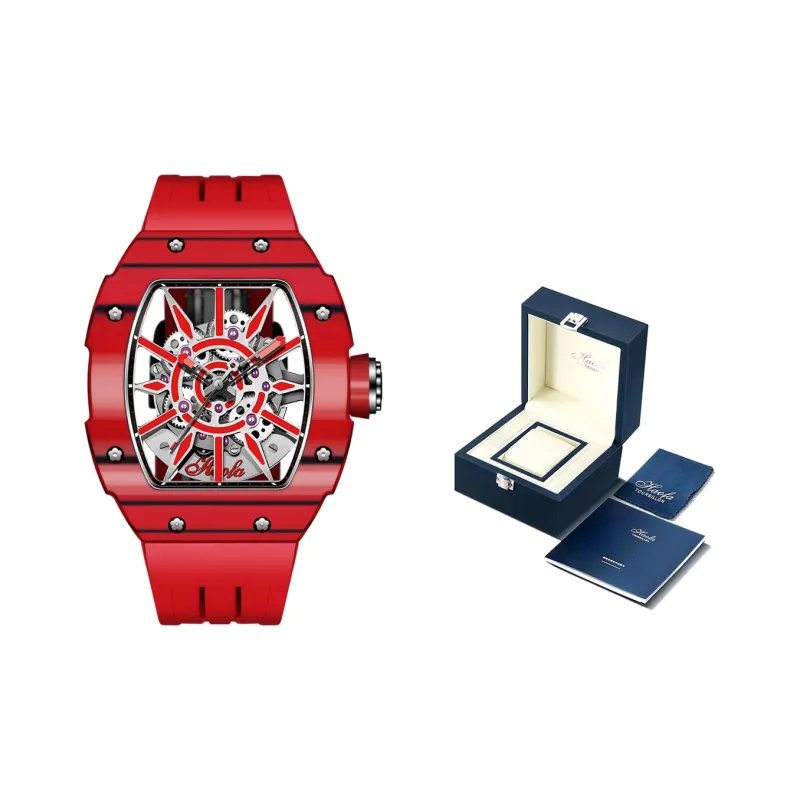 HaofaTourbillon Mechanical Movement Rubber Strap Watch Men's Watches Cut-Out Dial-4