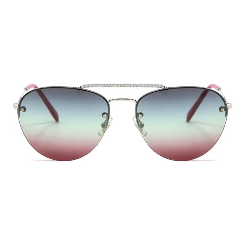 MIU MIU Acetate Irregular Shape Sunglasses Women's Silver-1