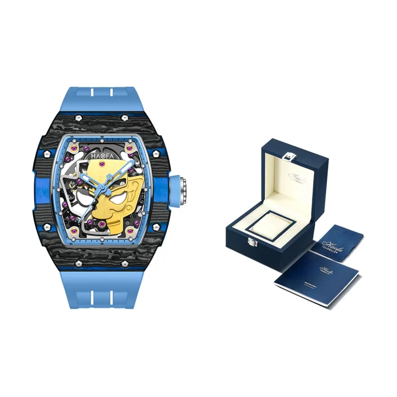 HaofaTourbillon Arknights Series Mechanical Movement Rubber Strap Watch Men's Watches Cut-Out Dial-26