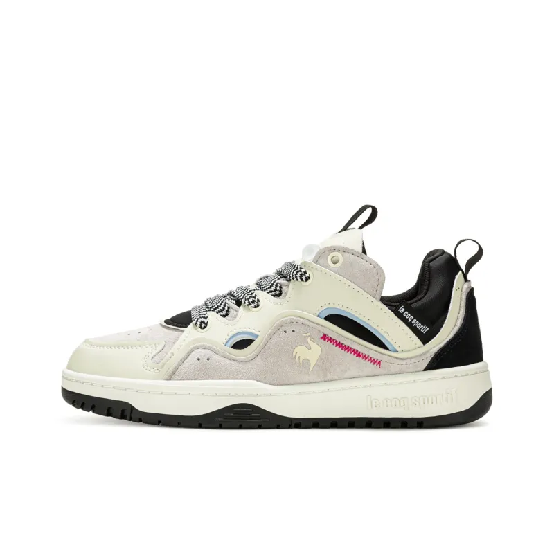 Le Coq Sportif Slip Resistant Shock Absorbers Low Top Skateboard Shoes Unisex Black Rice Gray-0